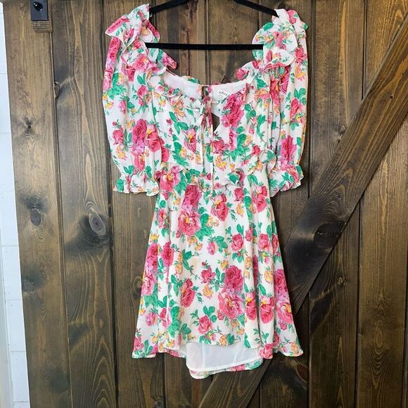 For Love And Lemons Imogen Floral Puff Sleeve Mini Dress - Picture 3 of 9